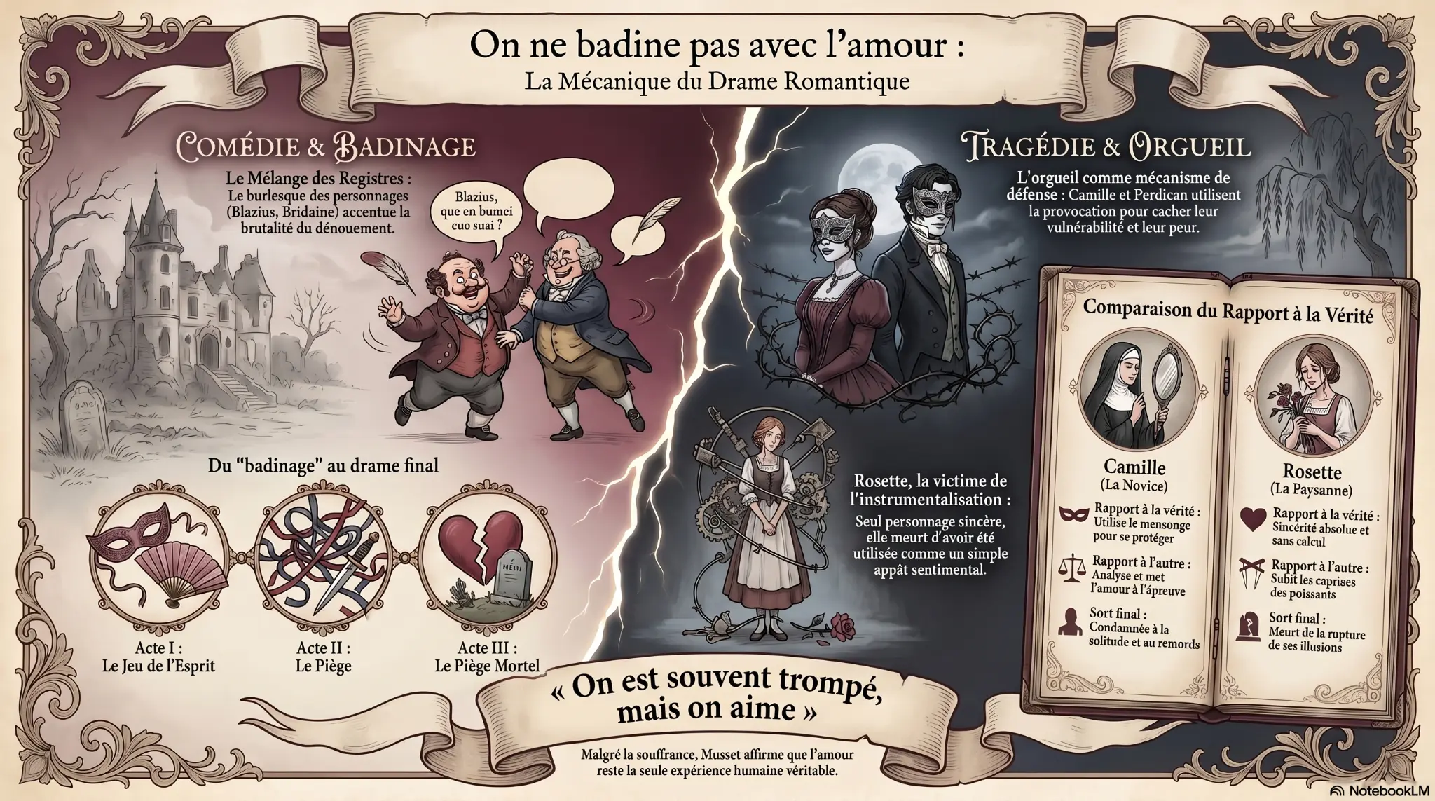 Infographie : On ne badine pas avec l'amour — La mécanique du drame romantique